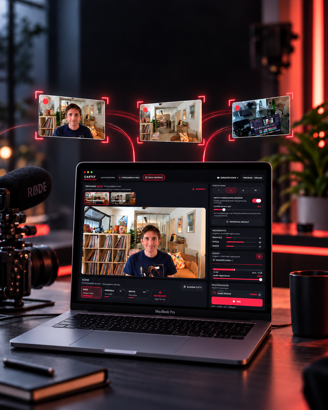 Castly Director automatic multicamera directing with scenes and Autopilot